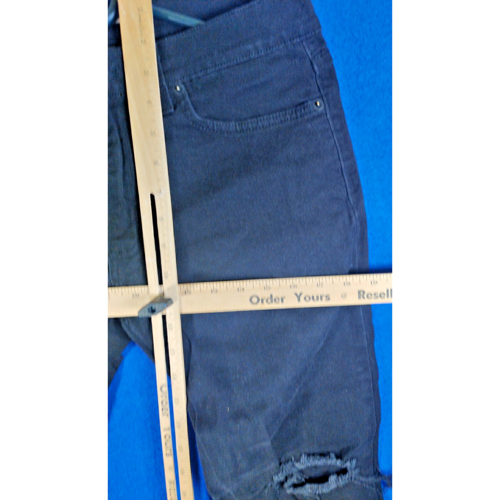 Golden Black Skinny Jeans Women Size 30 Yellow Floral Rose Embroidery Zipper - Picture 10 of 13